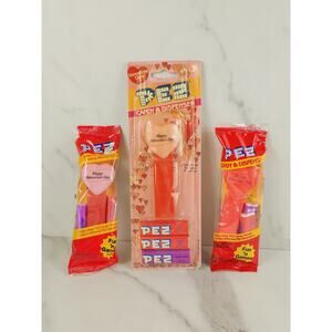 Love Heart Pez Candy Dispenser Happy Valentine's Day Pink x3 Vintage